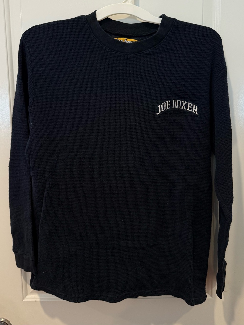Y2K Joe Boxer Black Waffle Knit Crewneck Sweater